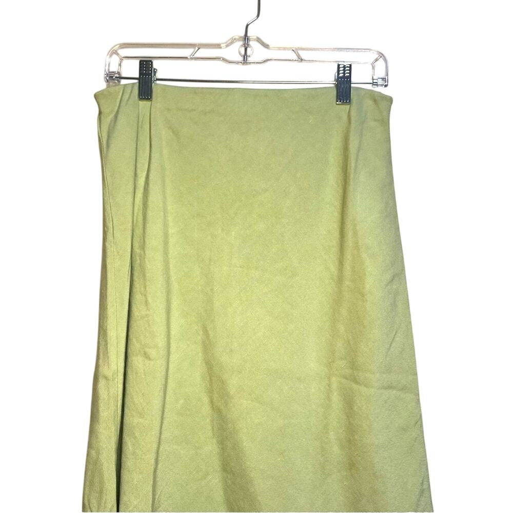Madewell Light Green Layton Midi Slip Skirt SZ 6 NWT Linen Twee Modest Twill - Picture 3 of 12